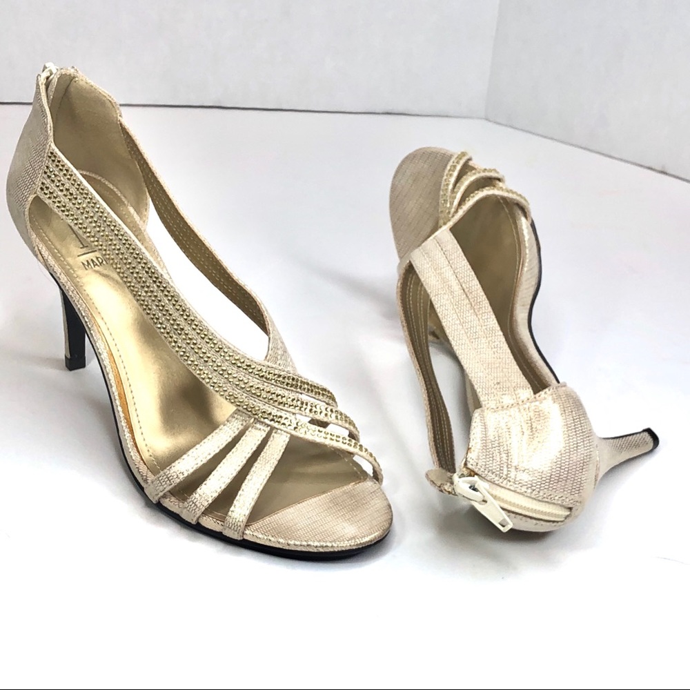 M by Marinilli gold rhinestone heels
